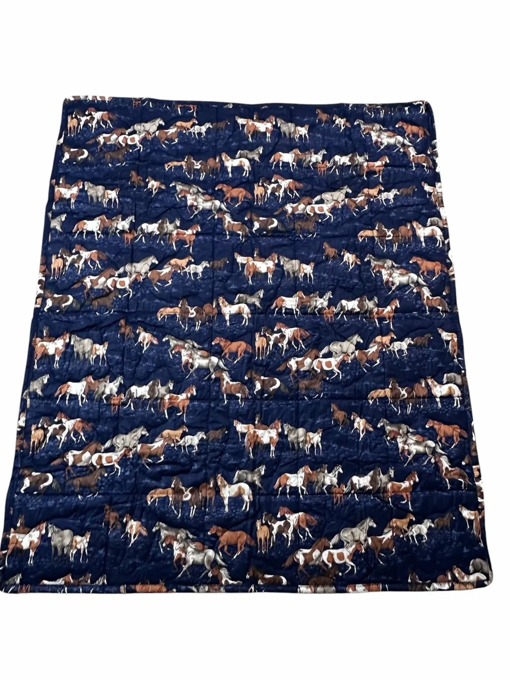 Horse Quilt Throw Blanket Cranston Equestrian Reversible Size 52 x 43 inches